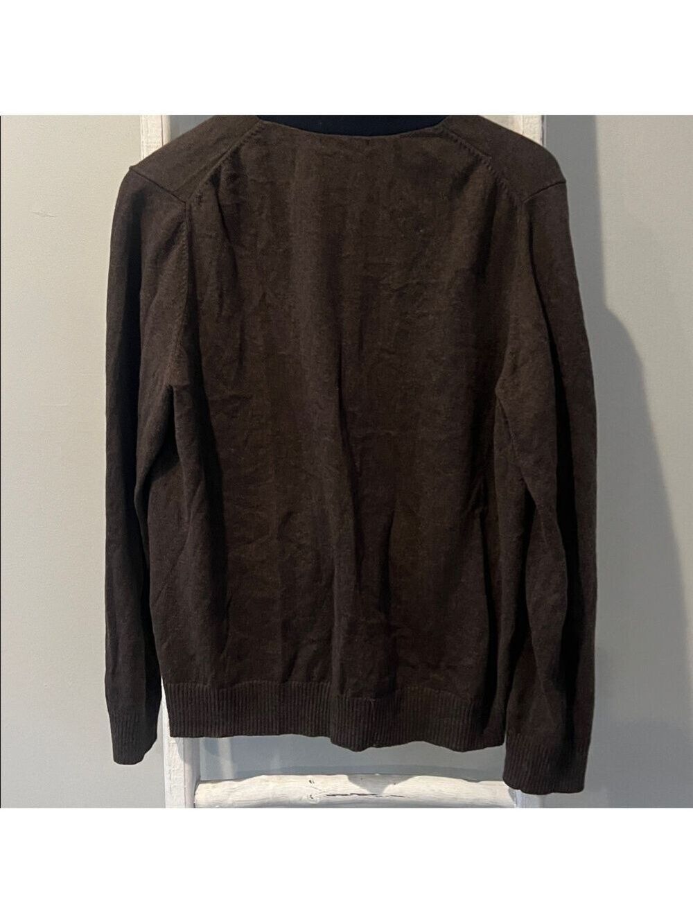 GAP cashmere Brown and navy V-Neck button front Cardigan small - Picture 7 of 9